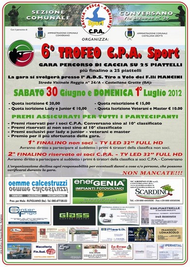 Manifesto 6° Trofeo C.P.A. Sport Conversano Manifesto 6° Trofeo C.P.A. Sport Conversano