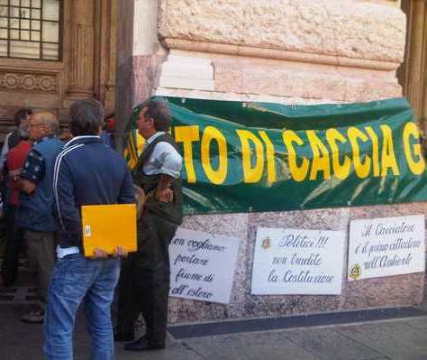 Protesta cacciatori a Genova