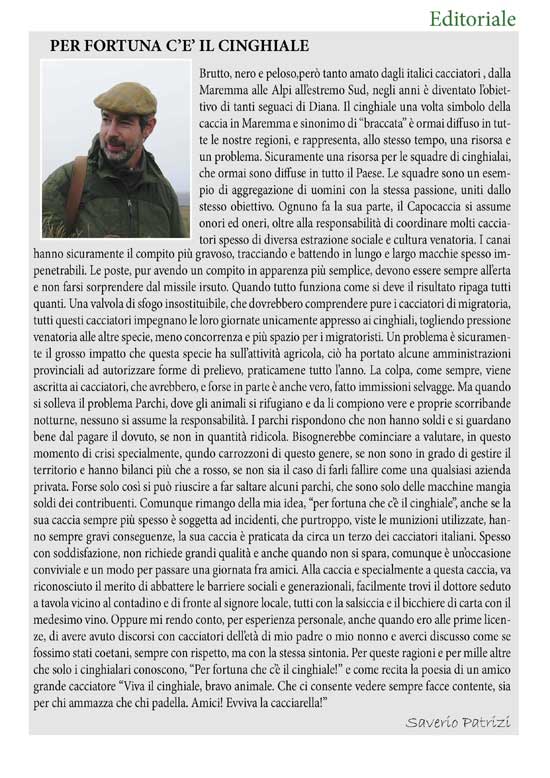Editoriale Cacia Passione epr il mese di Dicembre 2012 è a cura di Saverio Patrizi