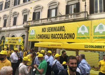 A Roma il blitz degli agricoltori organizzato da Coldiretti contro i cinghiali