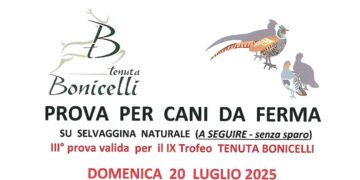 Non c’è due senza tre per il 9° Trofeo Tenuta Bonicelli: il 20 luglio la prova per cani da ferma