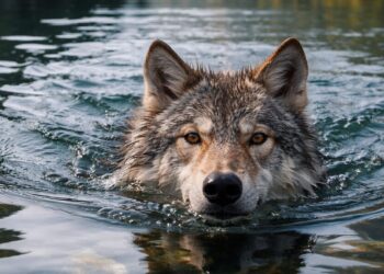 Il lupo che è riuscito a nuotare per 1,5 km in un lago gelido