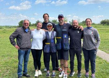 Gli Azzurri dello Skeet in raduno col preparatore Kirschner al Tav Bottaccia