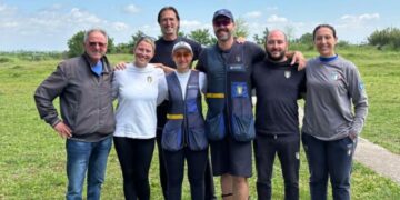Gli Azzurri dello Skeet in raduno col preparatore Kirschner al Tav Bottaccia