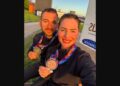 Marina Bartolomei e Gabriele Rossetti mostrano le medaglie conquistate ad Almaty (credits: FITAV)