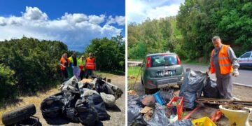 Cacciatori sentinelle per l’ambiente a Santa Luce (Pisa): le strade del territorio sono state ripulite dai rifiuti